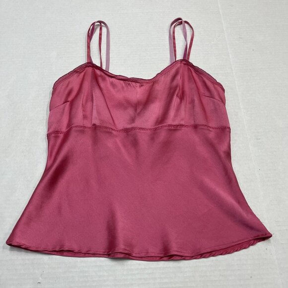 Vintage Y2K Wet Seal Tank Top Womens XS Pink Silk Babydoll Cropped Double Strap - Picture 3 of 9